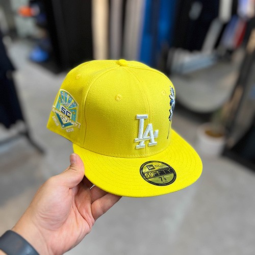 کلاه کپ فیت بک نیو ارا (NEW ERA LA) زرد لیمویی سایز (1/8)7 (56.8 CM)